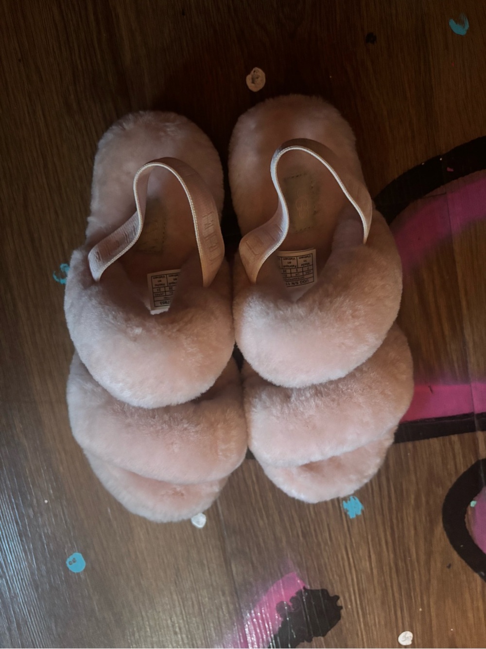 UGG Pink Fluff Slide Slippers